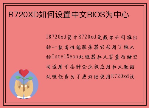 R720XD如何设置中文BIOS为中心