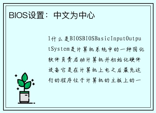 BIOS设置：中文为中心